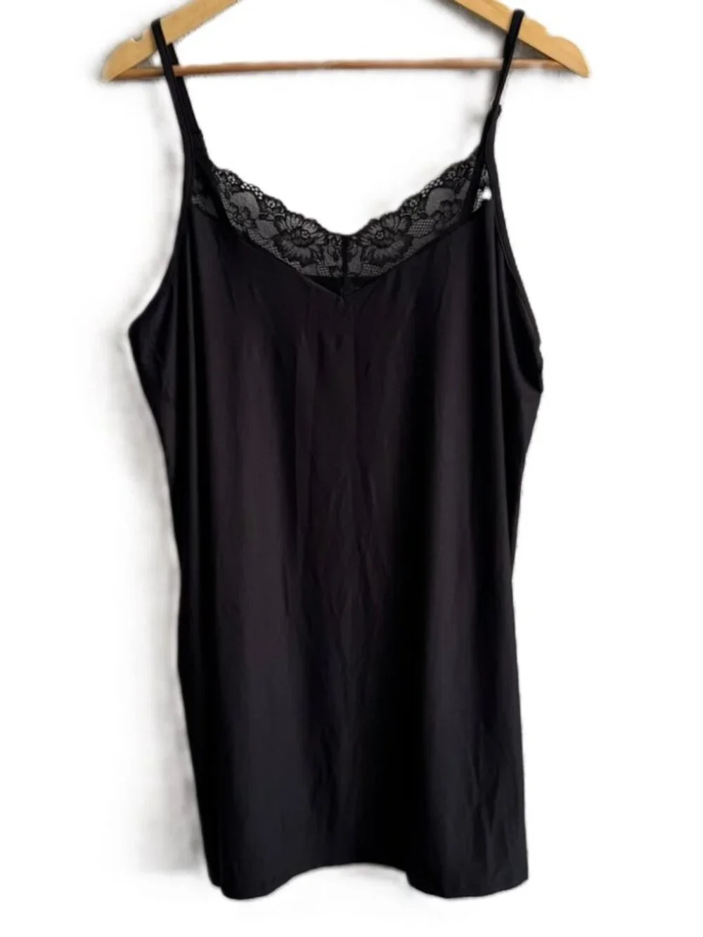 Joyspun Women’s Black Dreamy Soft Collection Lace Trim Knit Chemise Sleepwear XL